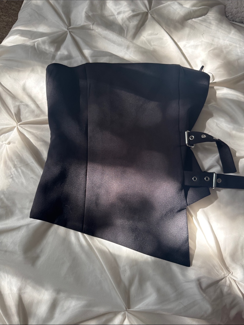 Zara Black Structured Tote with Buckle Strap Details